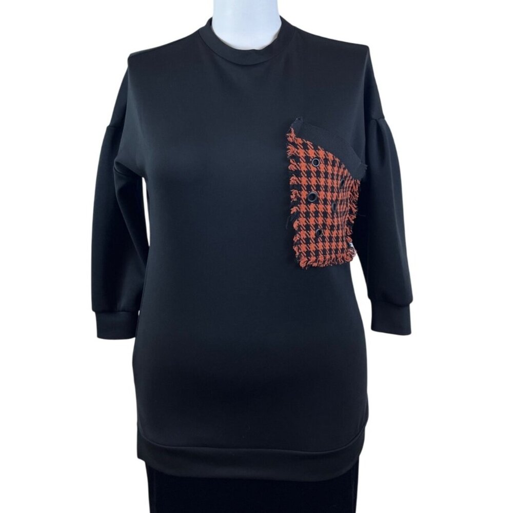 Loreen Fashion Black & Orange Women's Sweater Top Size 1